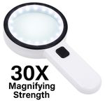 30X Magnifying Glass Light Handheld Illuminated Magnifier with 12 LED Lights