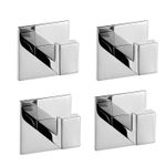 Melairy 4Pc Self Adhesive 304 Stainless Steel Bathroom Square Towel Hook Chrome