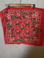 Vintage Wamsutta Red Floral Bandana Scarf Cottagecore Folk Square Head Wrap