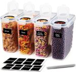 Cereal Containers Airtight Set of 4 Food Storage Boxes for Pantry & Kitchen Use