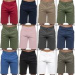 Enzo Mens Chino Shorts Cotton Summer Casual Work Regular Stretch Beach Half Pant
