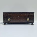 Antique Edwardian Oak Canteen Box Chest Brass Handles Drawer Cutlery Storage