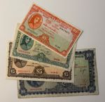 Lady Lavery. Lot of 4: 10s, 1962; £1, 1952; £5, 1955; £10, 1941 war code. VG-VF