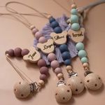 Personalised Baby Dummy Pacifier Chain Clip Wooden Custom New Born  Gift