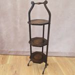 Vintage Mahogany 3 Tier Folding Cake Stand Plant Stand Rack 1930s 89cm