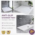 Anti-Slip Acrylic Shower Tray Slimline Low Profile White Many Sizes