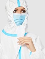 40x Disposable suit Type 3-4 ZK Size M 65gsm with blue reinforced stripes