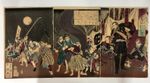 Yoshitoshi Woodblock Print Triptych: Chronicles of the Kagoshima Expedition 1877