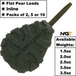 NGT Inline Carp Coarse Fishing Leads Weights Flat Pear 1.1-3.5oz 5-10 Packs