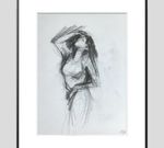 PDQ Artist Original Drawing Lady Woman Face Abstract Realism Charcoal Paper 12x9