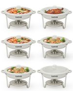 5QT Chafing Dish Buffet Set Round Maifanite-Coated Food Warmer For Party