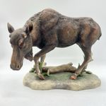 Vintage Moose Figurine Resin Wildlife Sculpture Cabin Lodge Decor