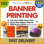 OUTDOOR BANNER HEAVY DUTY BANNER PRINTING FREE HEM & EYELET - FREE DELIVERY!