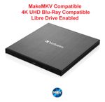 Verbatim 4k Uhd Blu-ray Burner External Drive Makemkv LibreDrive Enabled