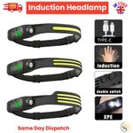 LED Head Torch Rechargeable Waterproof Motion Sensor Super Bright Headband 230°