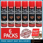 6 x RENTOKIL FLEA KILLER SPRAY 300ML FOR HOME USE DUST MITE HOUSEHOLD KILLER NEW