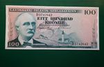 Iceland 100 Kronor A/ Unc 1957 Banknote #240
