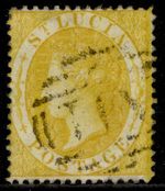 ST. LUCIA QV SG16, 4d yellow, FINE USED. Cat £24.