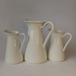 Set of 3 white Enamel Jugs