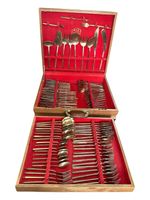 C1970’s Nickel Bronze 8 Person 108 Piece Dining Flatware Cutlery Set