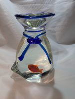 Murano Art Glass Aquarium Fish Candle Holder Cobalt Blue Accents Italy