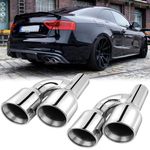 Dual 2.5" In 4" Out Exhaust Tips Double Wall Stainless Steel For Audi A5 S5 RS5
