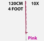 10 x 4ft (120cm) Electric Fence Pink Poly Posts fence Stakes tape rope