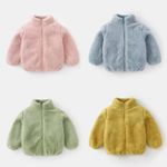 Kids Plush Coat Boys Girls Warm Winter Jacket Soft Fleece Outerwear