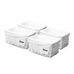 Storage Hamper Basket Small White Cloth Wicker Lining Pack Of 4 By Arpan