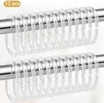 12 Pcs Shower Curtain Rings Hook Bathroom Plastic Strong Pole Rail Guide Hanger