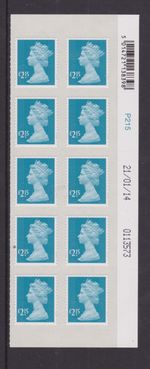 GB SG U2956 MNH MINT STAMP DEFINITIVE £2.15 TURQUOISE M14L DATE BLOCK 21/01/14