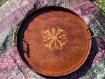 Antique Edwardian Mahogany Inlaid Circular Serving / Drinks Tray