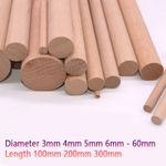 Hardwood Dowels 3 mm - 60 mm Dia Wooden Beechwood Wood 100 mm - 300 mm Long DIY