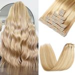 Blonde Bleach Highlight Blend Clip in Lace Extension Human Hair 7pc 120g 24”