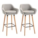 HOMCOM 2pcs Upholstered Bucket Bar Stools, Beige  , Refurbished