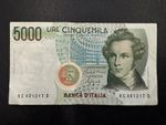 Italy 5,000 Lire (Bellini) Vintage Banknote 1985-2001