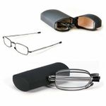 Compact Folding Reading Glasses with Carrying Case Black Frame +1.5 +2.0 Mens