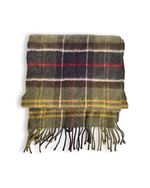 Barbour Tartan Wool Cashmere Scarf Green Plaid Fringe 72” Classic