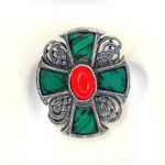 Vintage Celtic Cross Brooch Scottish Faux Pebble Wedding Jewelry Lapel Pin