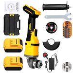 21V Cordless Angle Grinder Brushless 125mm with 2 Battery & Charger & Discs Kit