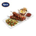 Rectangular Plates Set of 6 Porcelain White Serving Platter Dishwasher Safe