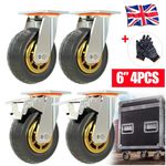 4Pcs 6 inch Heavy Duty Swivel Caster Wheels Castor 1000KG Load 2 with Brakes UK～