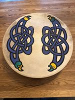 17” Bodhran Irish Musical Instrument Large Vintage With Tipper, Damaged See Desc