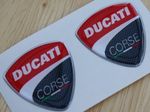Ducati Corse pair of 3D Domed Badges 2010 Style 30mm