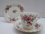 ROYAL ALBERT MOSS ROSE CUP SAUCER & PLATE TRIO