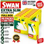 Swan Extra Slim Filter Tips Full Box 20 Packs x 120 2400 Tips Genuine