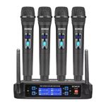 Professional 4 Channel UHF Wireless 4 Microphone Mic System Cordless Handheld