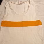 Gymphlex Girls White/Orange Striped Sleeveless Scoop Neck T-Shirt Size S