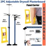 2x Drywall Plasterboard Props 115-290CM Extendable Easy Ceiling Lifter Carrier