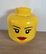 Lego Large Storage Head Box Tub - Girl Red Lips Face Yellow 27cm Stackable